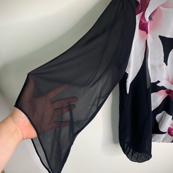 NWT! Alfani Black Floral Blouse - Picture 2 of 7